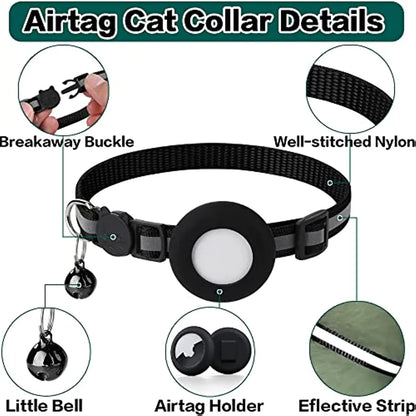 Reflective Breakaway Cat Collar with Airtag Holder