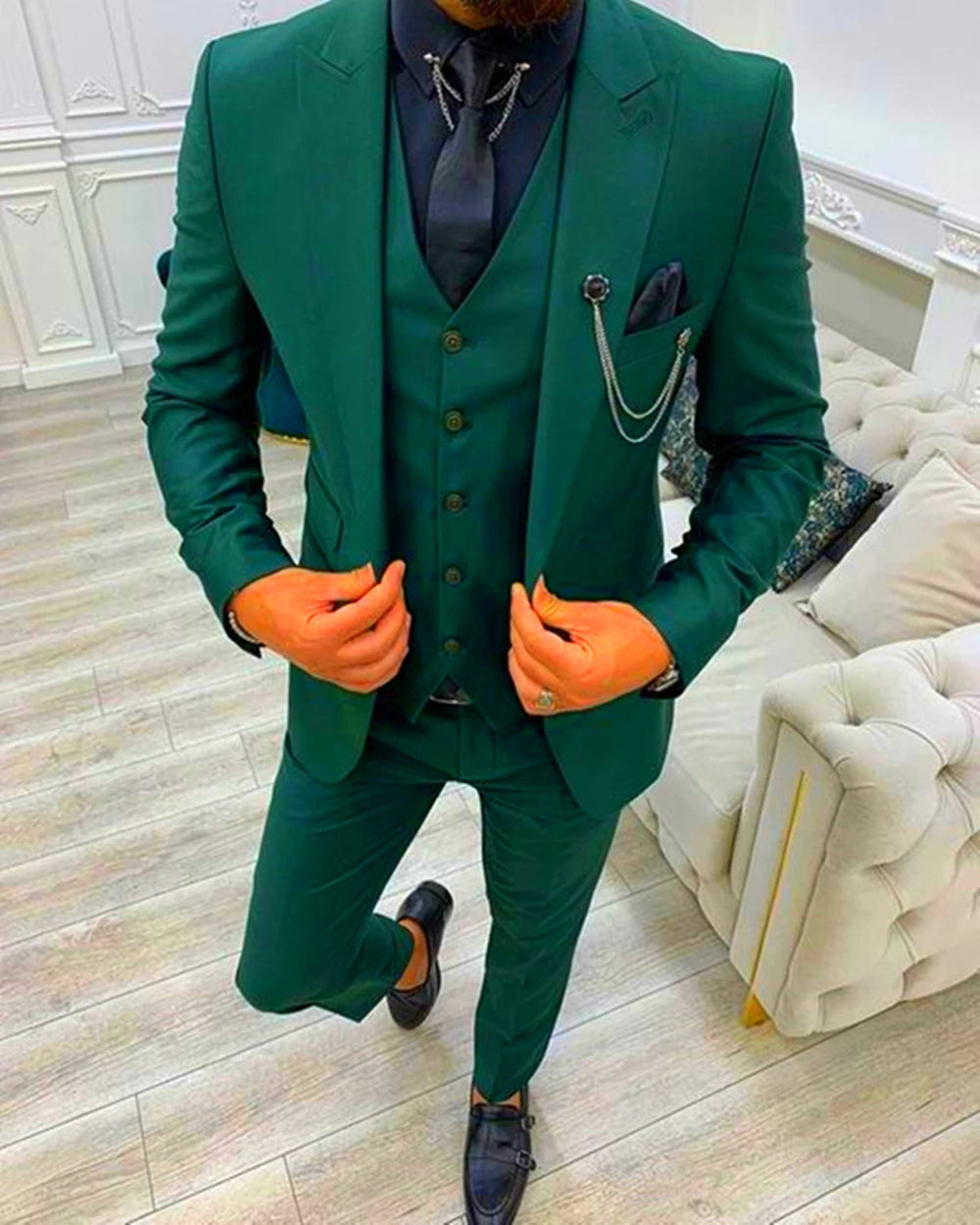 Men's Single Breast Regular Length Business Wedding Suit