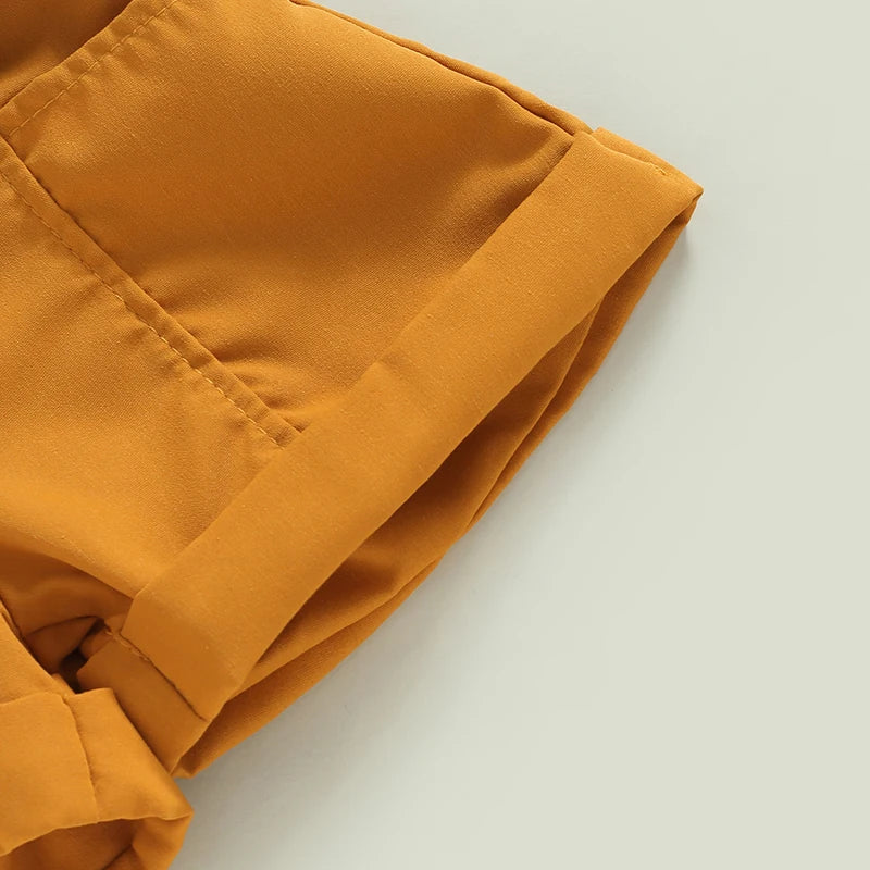 Baby Mädchen Kleidung Outfit Einfarbig Ärmellose Neckholder Shorts Casual Set