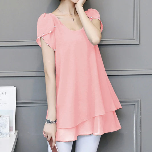 Summer 2024 Chiffon Patchwork Blouse