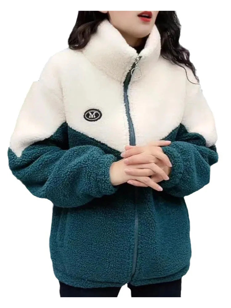 Women's Warm Quilted Lamb Fleece Jacket