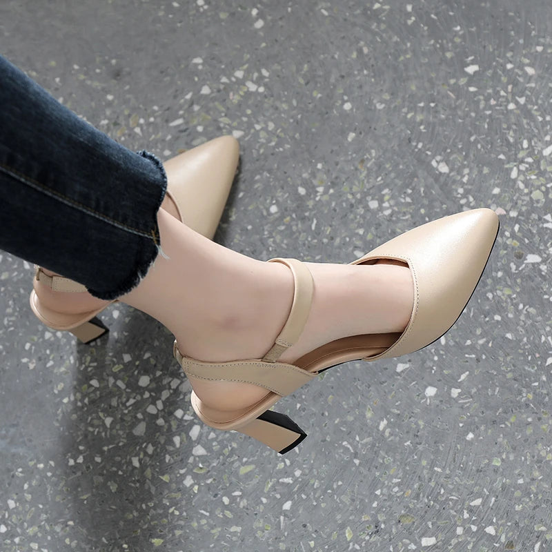 Solid Color High-Heeled Sandals