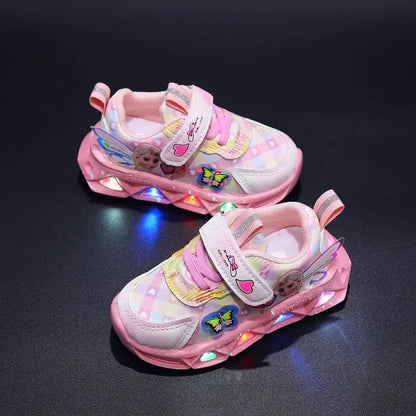 LED Non-slip Pu Leather Sneakers for Baby Girls