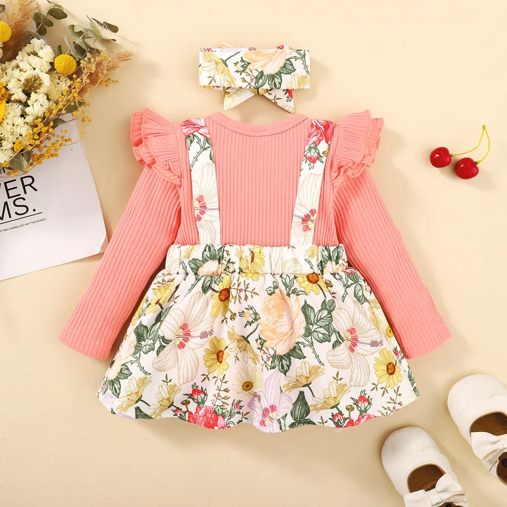 Kid's Long Sleeve Cute Floral Princess Formal Dresses