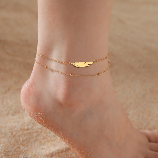 Stainless Steel Double Chain Anklet