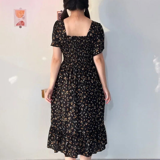 Robe d'été imprimée en mousseline de soie