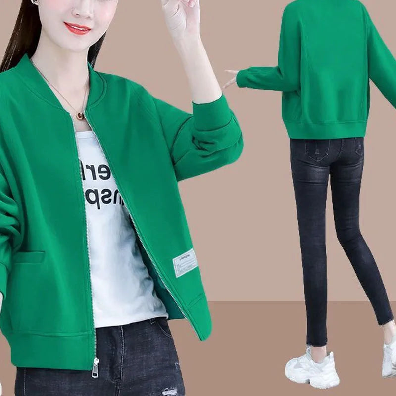 Women's Zipper Spliced Casual O-Neck Coat