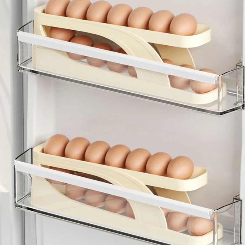 Rolling Egg Storage Box for Refrigerator Organizer