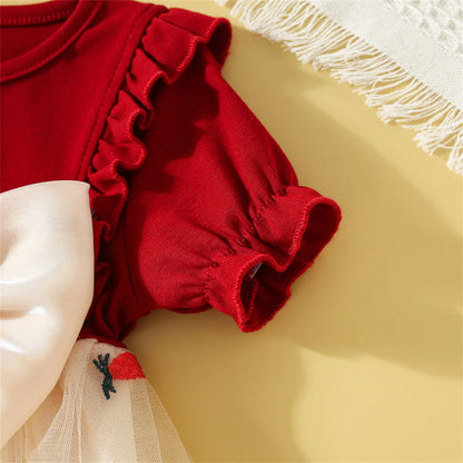 Baby Girl Clothes - Cotton Red Short Sleeve Mesh Dress