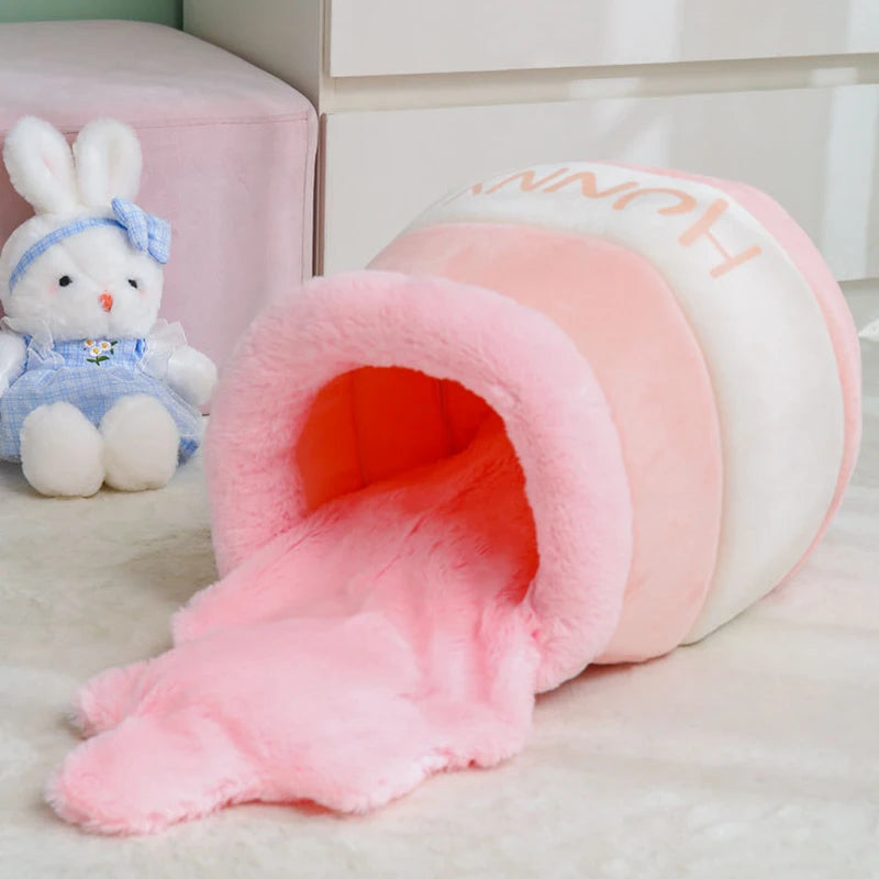 Honey Jar Shape Plush Cat Bed