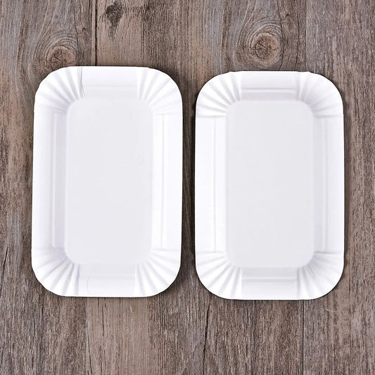 100-Pack White Disposable Rectangular Cake Trays