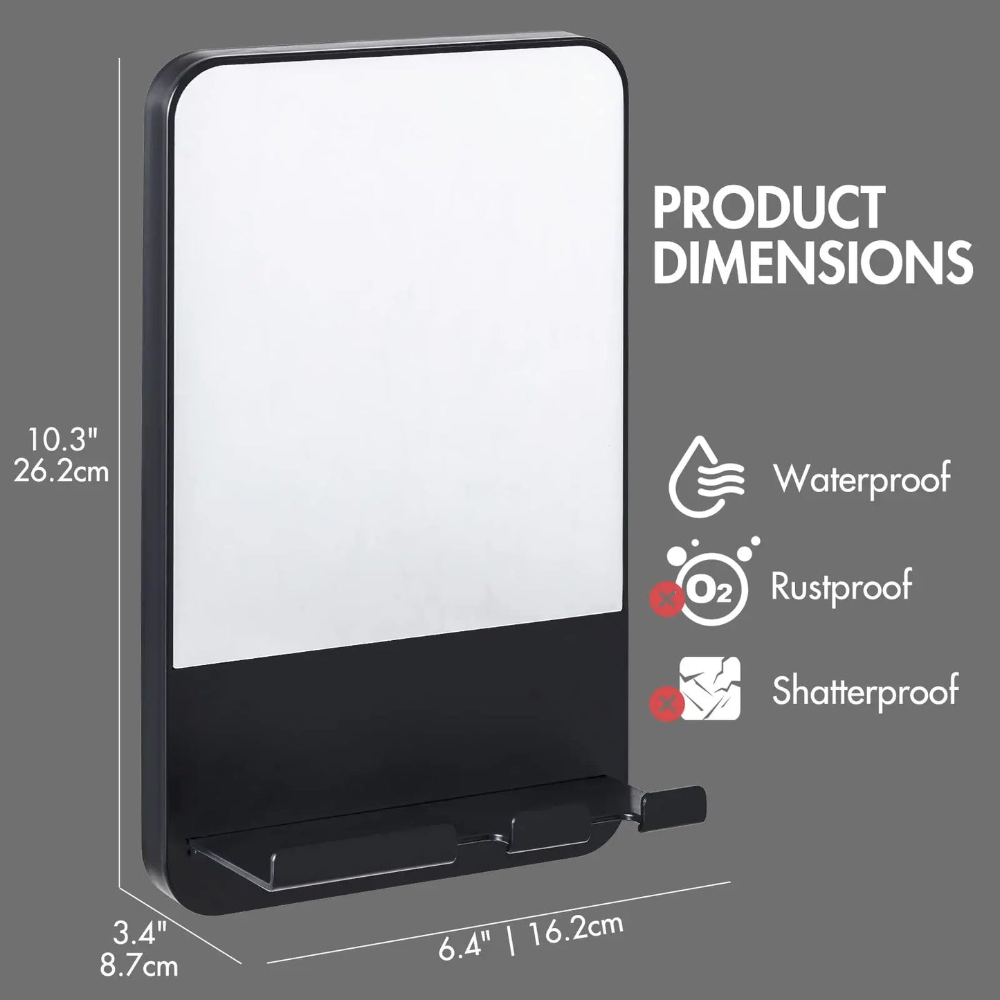 Fogless Shower Mirror & Razor Holder
