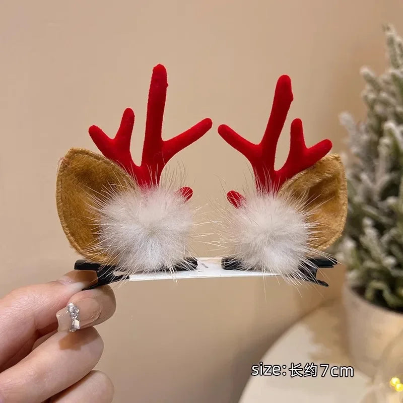 Christmas Antler & Deer Hair Clips