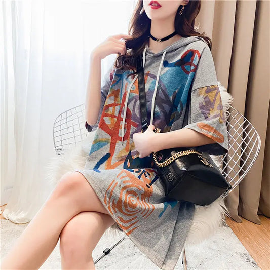 Sweat-shirt à capuche ample coréen