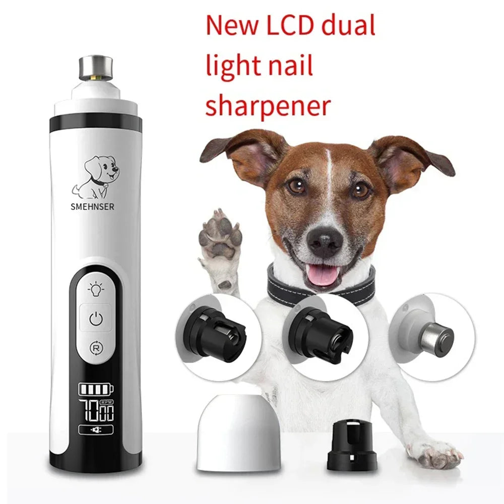 Broyeur à ongles LED rechargeable par USB pour animaux de compagnie
