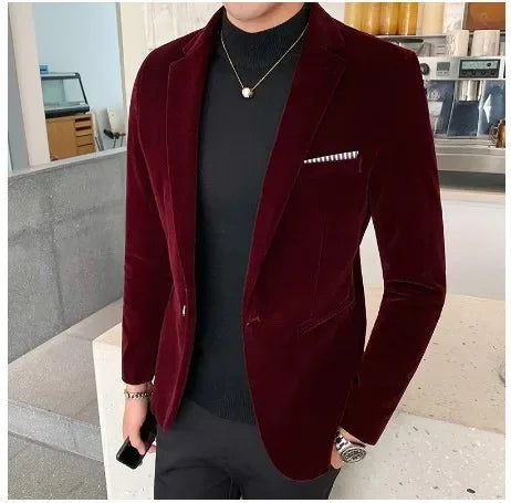 Men's Fashion British Style Slim-fit Wedding Blazer Jacket