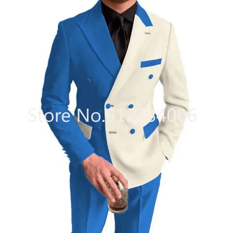 Costume de mariage croisé deux pièces pour homme, à revers pointus.