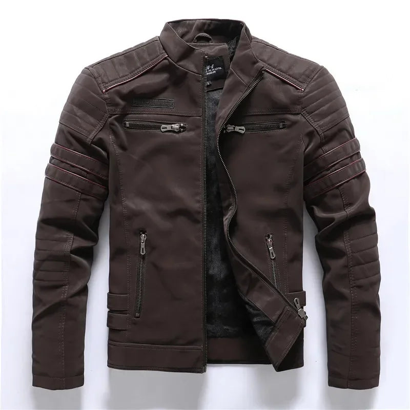 Warm Multi-pocket Leather Zipper Jackets