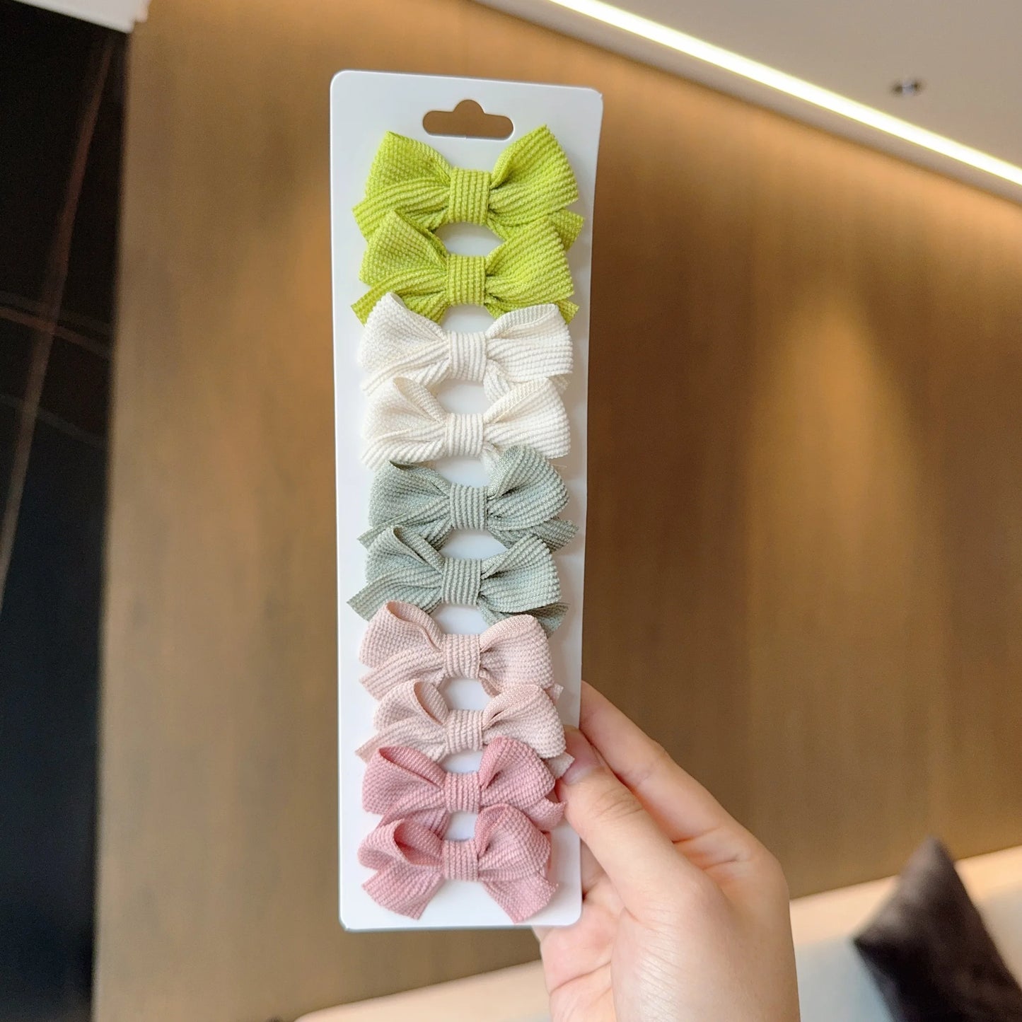 6/10pc Kids Solid Color Ribbon Bow Hair Clips