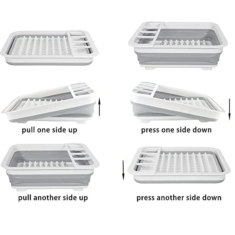 Foldable Plastic Dish Rack for Kitchen Storage