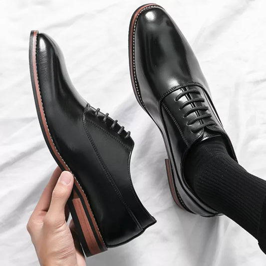 Pointed Oxford Leather Dress Shoes for Men