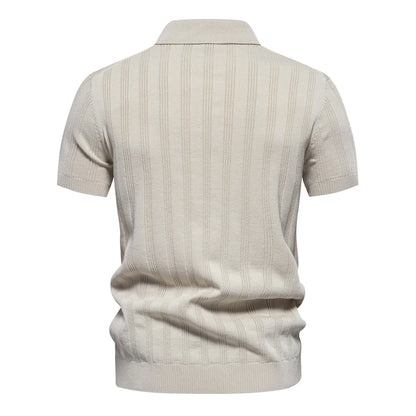 Summer Ribbed Cool & Breathable Knit Polo Shirt