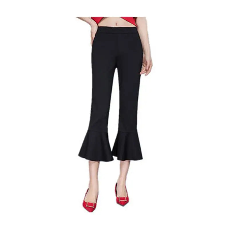 Pantalon capris évasé taille haute