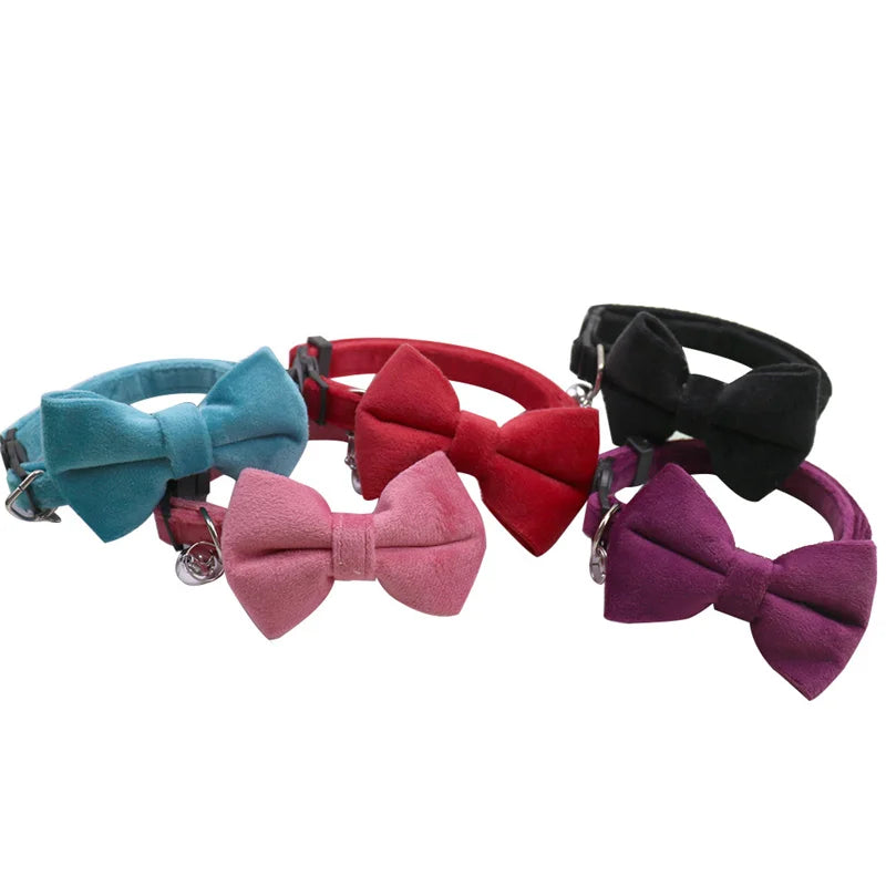 Multicolor Adjustable Pet Bow Bell Collars