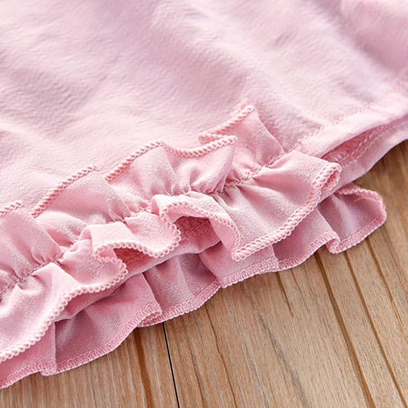 Girls Clothing Set Sleeveless Top T-shirt + Pants