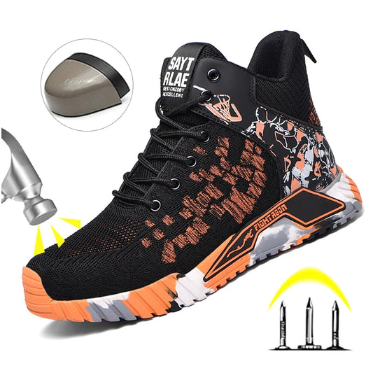 Unzerstörbare Herrenstiefel mit Stahlkappe, Schwarz