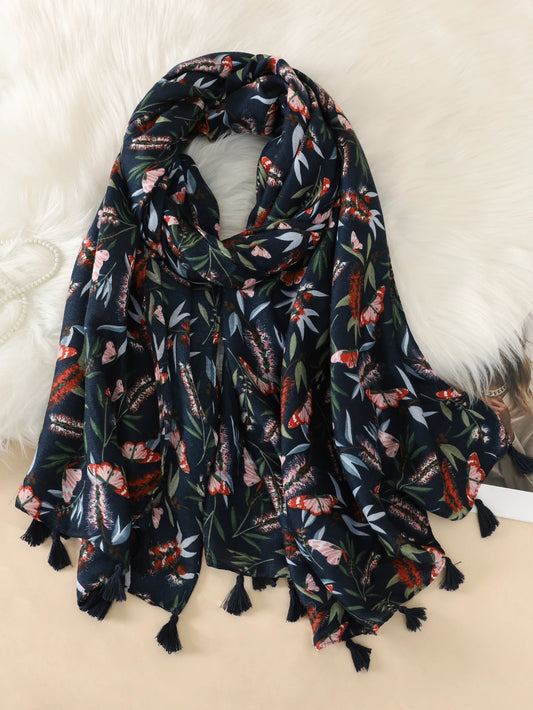 Daisy Floral Viscose Shawl Scarf
