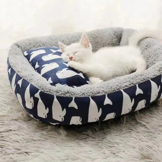 Winter Warm Plush Pet Bed with Pillow