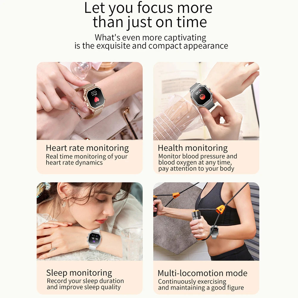1.4 HD Bluetooth Call Waterproof & Heart Rate Monitor Ladies Smartwatch