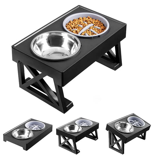 Adjustable Elevated Double Dog Bowls Stand
