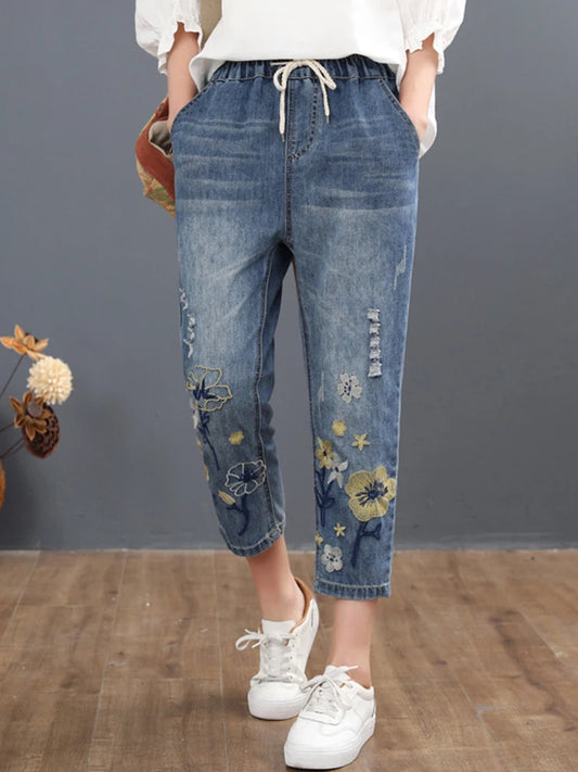 ladies jeans with embroidery
