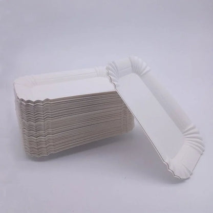 100-Pack White Disposable Rectangular Cake Trays