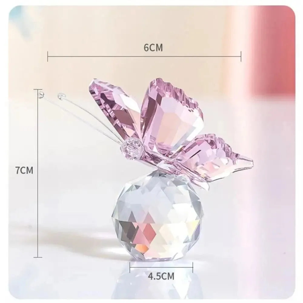 Figurine papillon en cristal avec boule, décoration de la maison