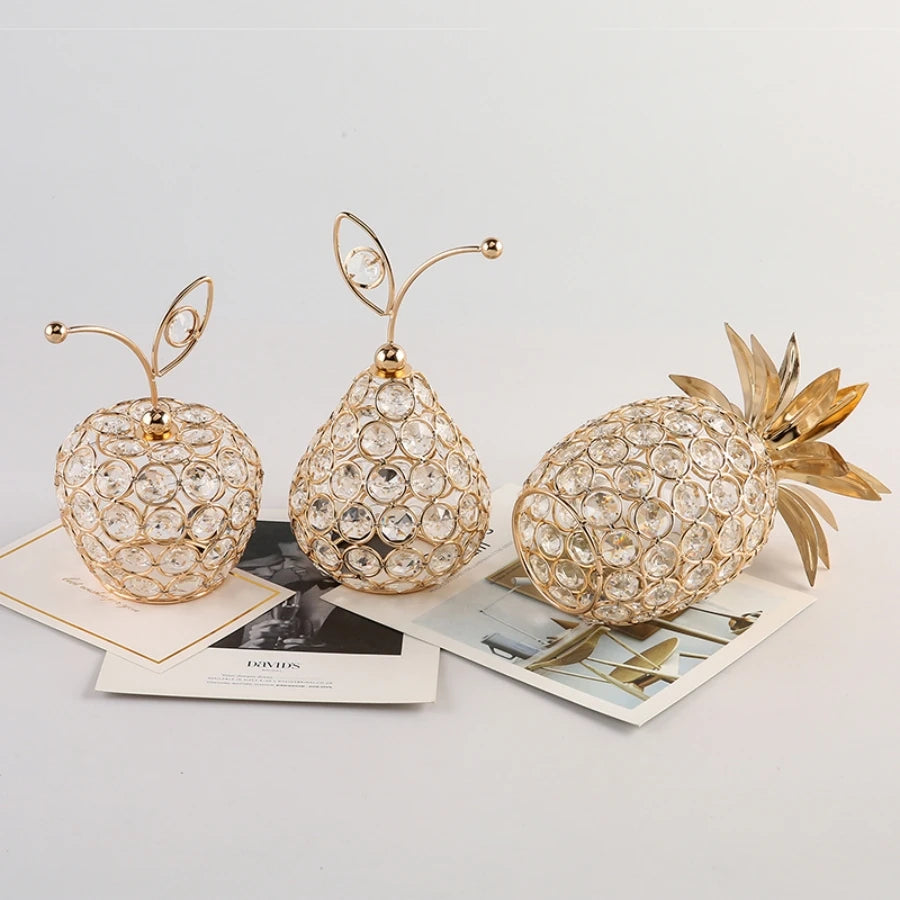 Ornement d'ananas en cristal doré, Figurine de fruits artificiels, 1 pièce