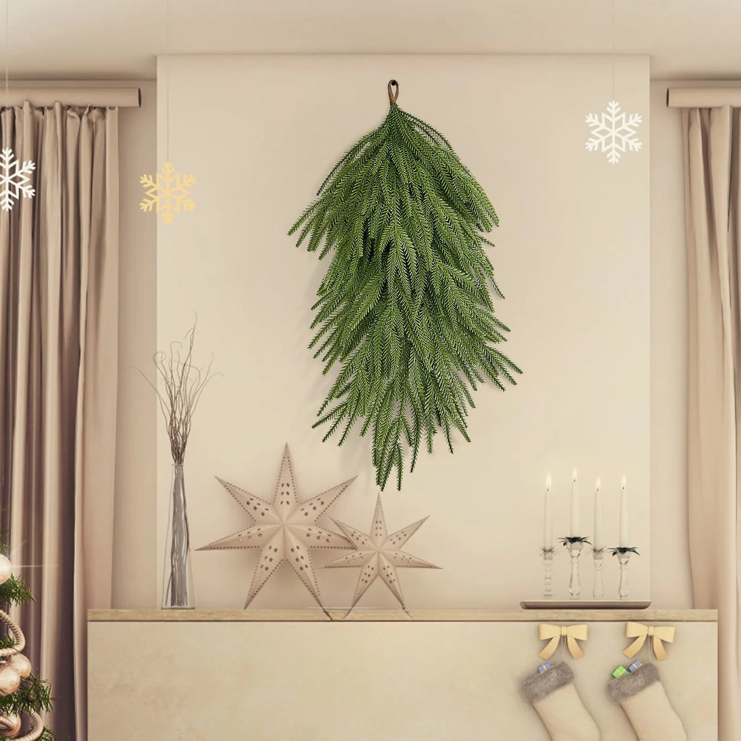 Vignes de fougère en queue de loup en PVC réaliste, décoration d'intérieur