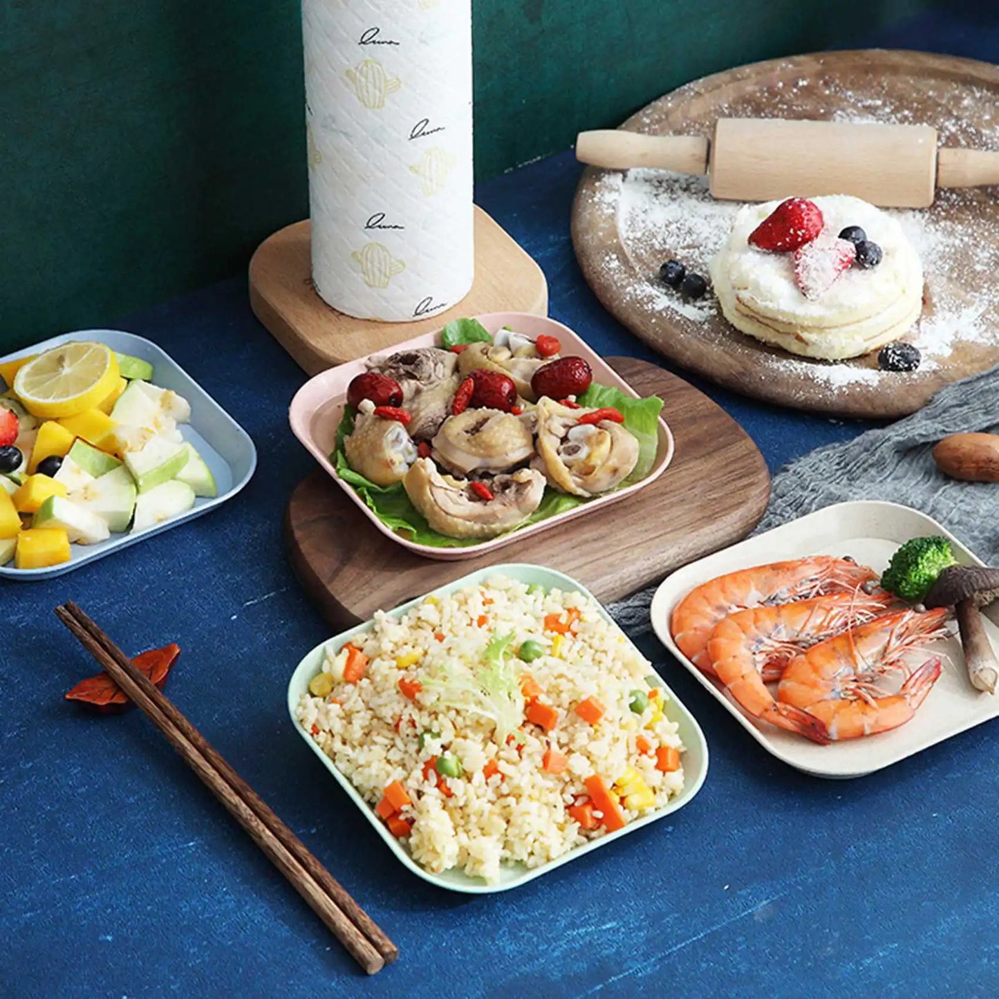 Wheat Square Snack & Dessert Plate Set