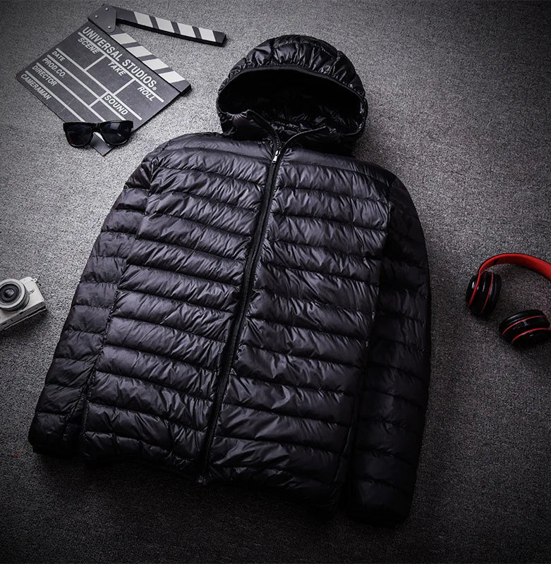 Men's Autumn Winter Duck Down Hooded Puffer Jackets