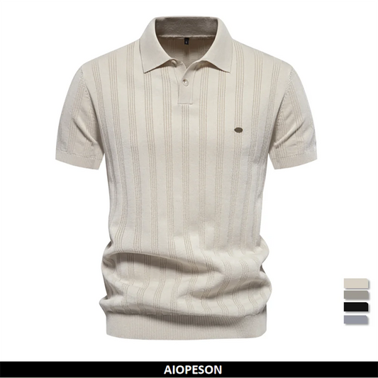 Summer Ribbed Cool & Breathable Knit Polo Shirt