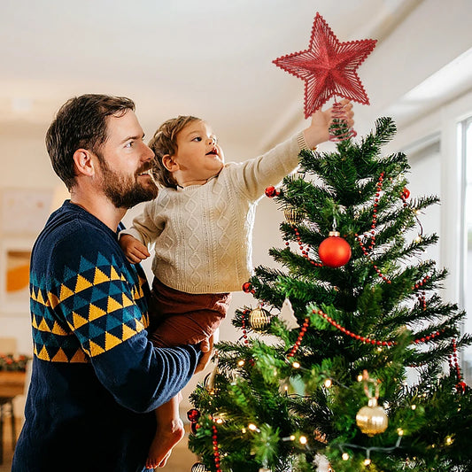 Gold & Red Glitter Star Christmas Tree Topper