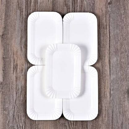 100-Pack White Disposable Rectangular Cake Trays