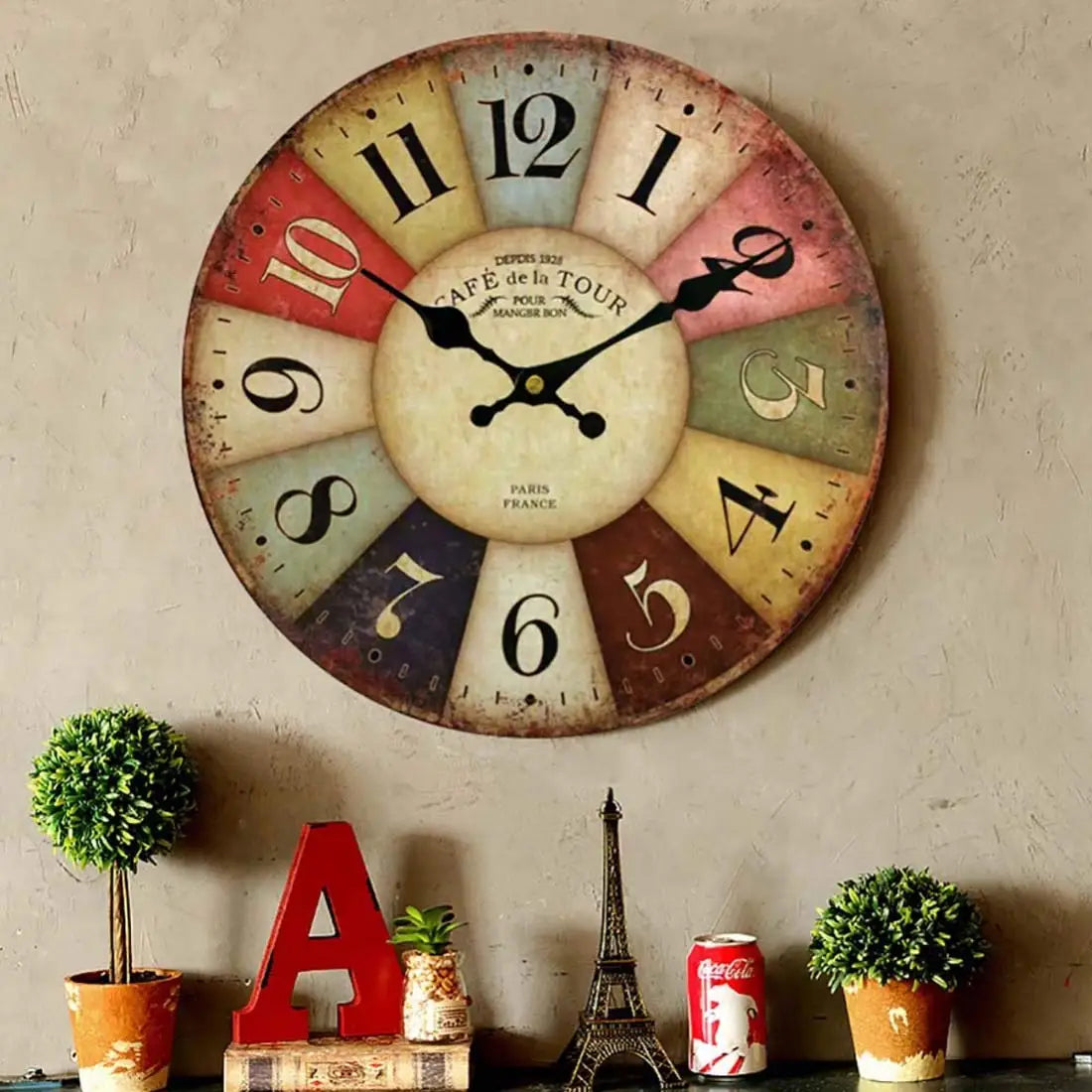 Horloge murale rustique en bois de 12 pouces