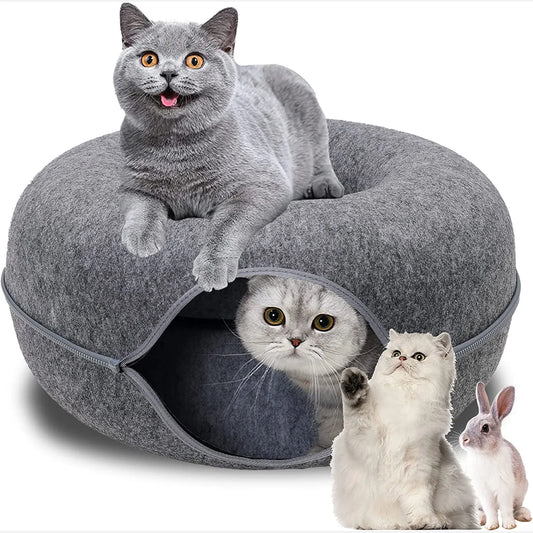 Dual-Use Donut Pet Tunnel & Bed