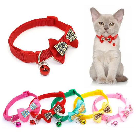 Adjustable Bow Tie Collar with Bell Pendant