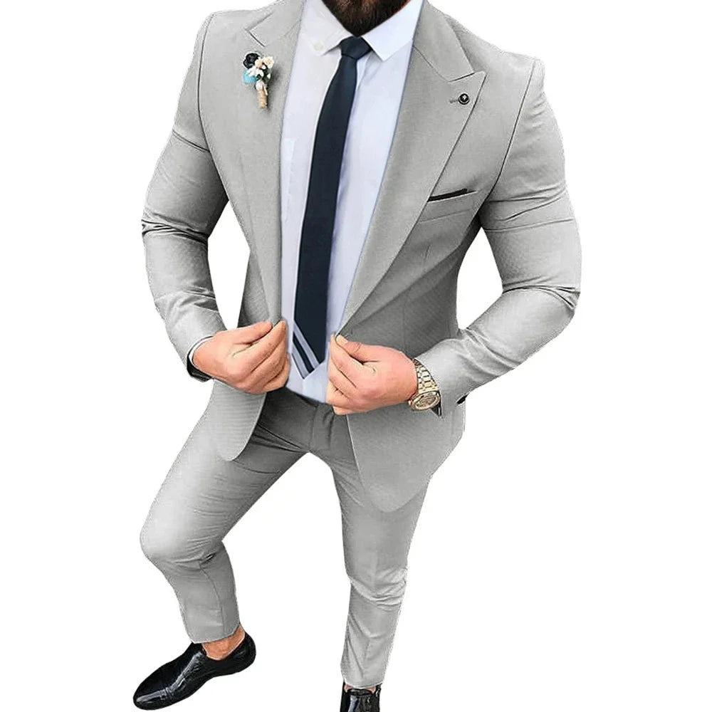 Men's Four Season Single Buckle Slim & Fit 3 Piece Suit