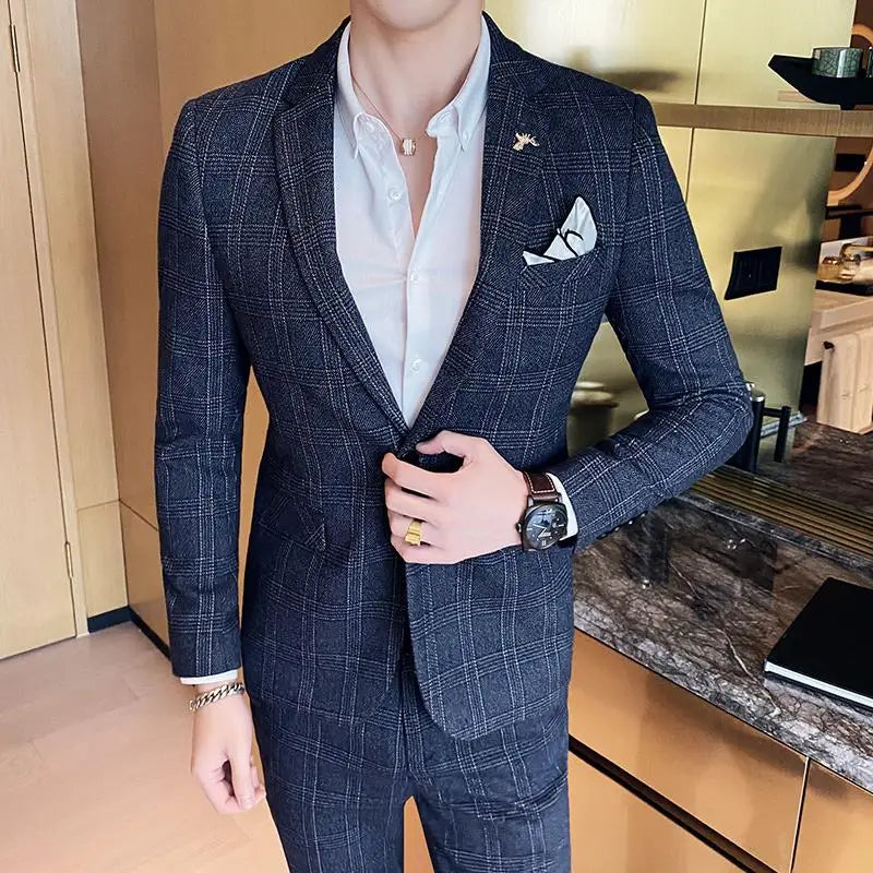 Men's Slim Fit Single Breasted Two-Piece Business Suit