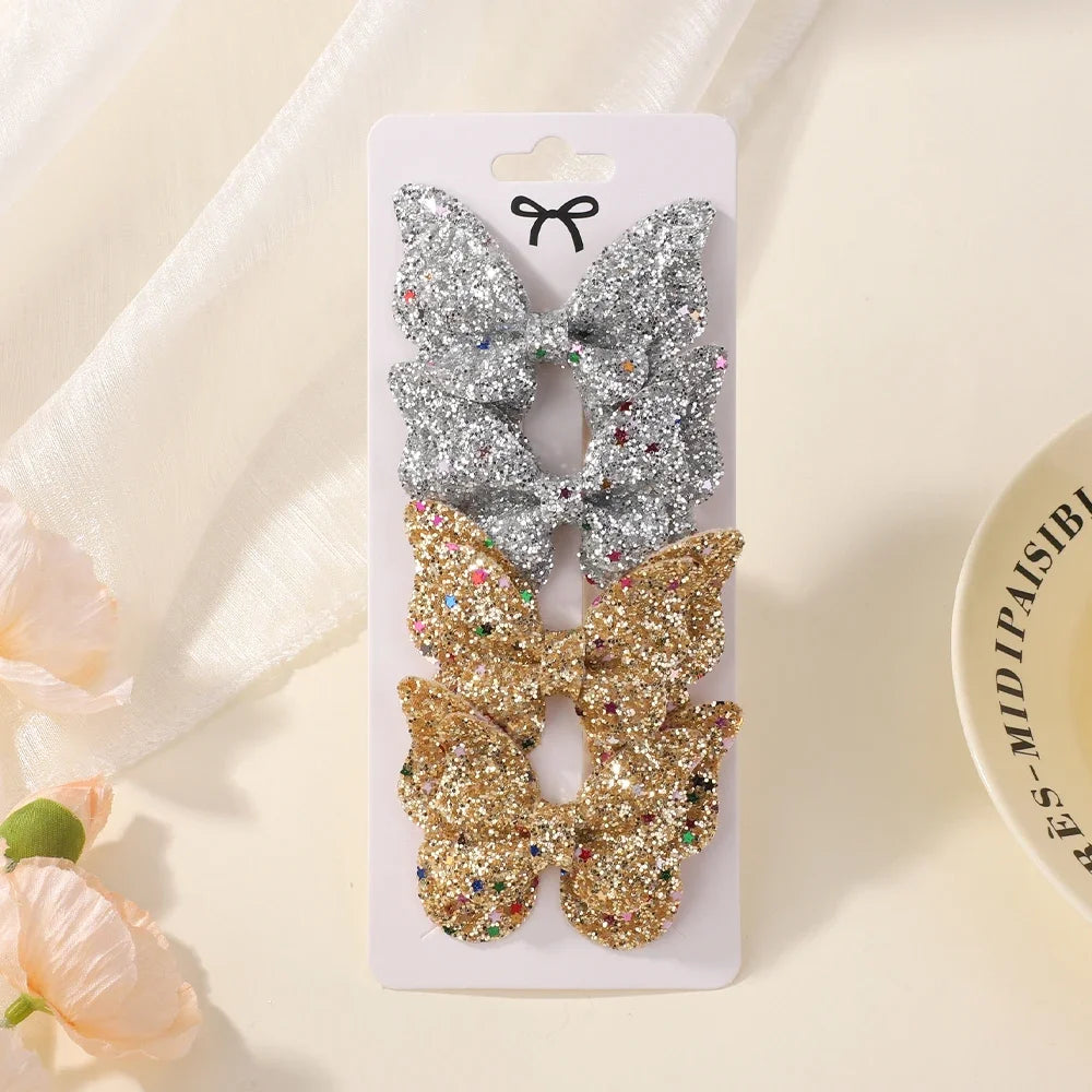 Girls Sequin Butterfly Bow Hairpins
